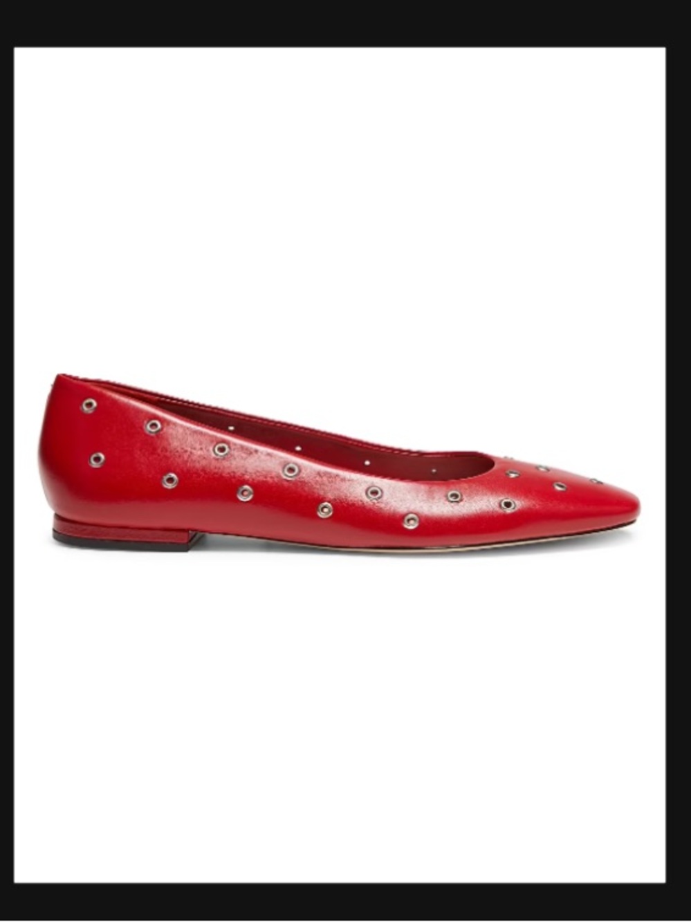 22eleve grommet leather flats - Red Studded Pointed-Toe Ballet Flat